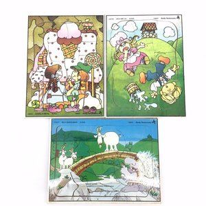 Lot of (3) NEW Judy Instructo Nursery Rhymes 1984 Wooden Puzzles Mother Goose